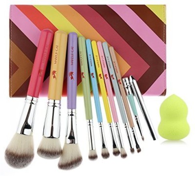 

Makeup Cat 10 Pieces Professional Make Up Brushes Set Rainbow Cosmetic With Travel Pouch Premium Synthetic(Pack of 10)