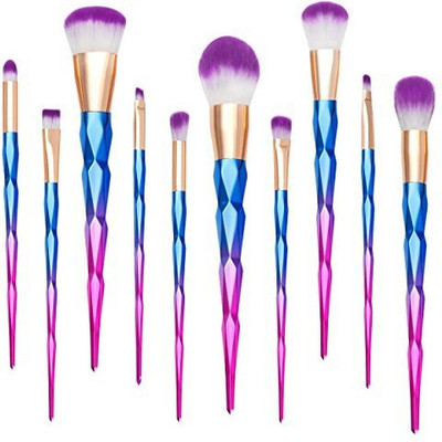 

Qivange Unicorn Makeup Brushes 10 Pcs Gradient Diamond Eyeshadow Face Brush Set(Pack of 10)