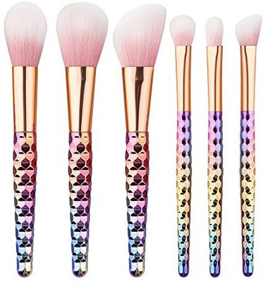 

Ilobe 2017 Vegan Hair Makeup Brushes Set 6 Piece Rainbow Handle Cosmetic Brush Application Powder Blush Eyeshadow(Pack of 6)