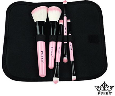 

Pueen 5 Piece Pink Synthetic Hair Travel Makeup Brush Set In Bag Includes 8 Different Brushes Bh000008(Pack of 5)