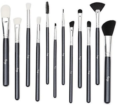 

Qivange Makeup Brushes Vegan Eyeshadow Eyebrow Eyeliner Small Fan Brush Liquid Foundation(Pack of 12)