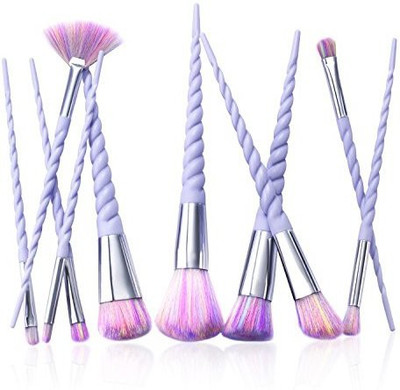 

Zodaca 10 Pcsset Professional Makeup Unicorn Brush Set With Spiral Handle Rainbow Bristles Including Foundation(Pack of 10)