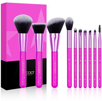 

Docolor Makeup Brushes 10 Pieces Lavender Star Brush Set Professional Face Powder Foundation Blending Contour Eye Shadow Eyebrow Make Up Kit(Pack of 10)