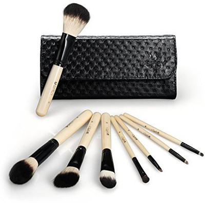 

Uspicy Makeup Brush Set Cosmetics Brushes Kit 8 Pieces With Wooden Handle Travel Pouch(Pack of 8)