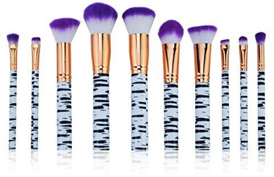 

Sacow Makeup Brush Set 10 Pcs Marble Professional Face Eye Shadow Eyeliner Foundation Blush Lip Brushes Powder Liquid Cream Cosmetics Blending Tool(Pack of 10)