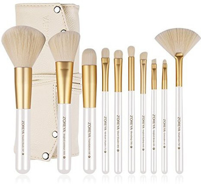 

Zoreya Makeup Brushes 10Pc Gold Non Animal Cruelty Cosmetic Brush Set(Pack of 10)