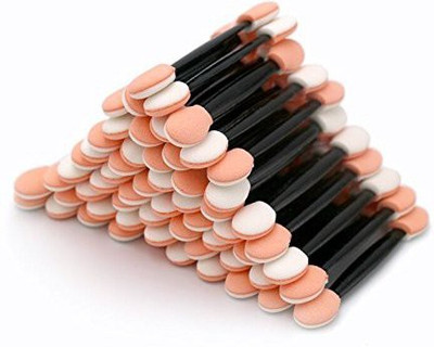 

KINGLAKE 100 Pcs Disposable Eyeshadow Brush Applicator Dual Sided Oval Sponge Tipped Makeup Tool(Pack of 100)