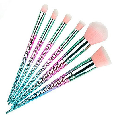 

Color Cleaner Unicorn Makeup Brushes Set Rainbow Colorful Travel Mini Size Professional Synthetic Cruelty Free Vegan Foundation(Pack of 6)