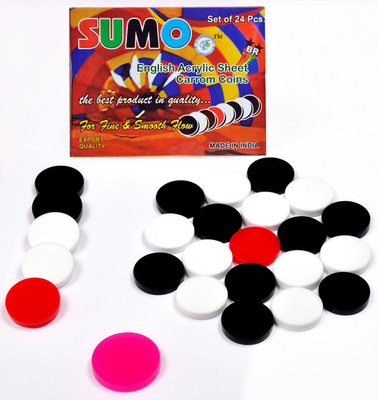

STC Sumo 6MM ACRYLIC CARROM COINS Board Game With free Striker Carrom Pawns(Pack of 25)