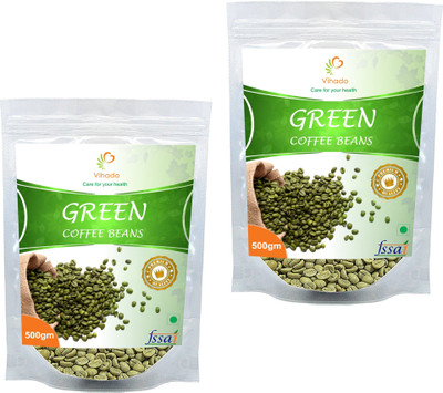 

Vihado 100% Pure Organic Green Coffee Beans/2 Pack of 500g (Total 1000g) Instant Coffee 1 kg(Pack of 2, Green Coffee Flavoured)