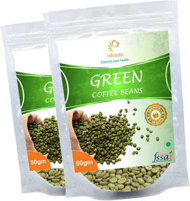 

vihado 100% Natural High Quality Arabica Green Coffee Beans Helps in Losing Weight / 2 Packet of 50g (Total 100g) Instant Coffee 100 g(Pack of 2, Green Coffee Flavoured)