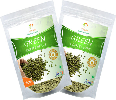

vihado 100% Pure & Natural Organic Green Coffee Beans Help You Get Rid of Belly fat / 2 Packet of 50g (Total 100g) Instant Coffee 100 g(Pack of 2, Green Coffee Flavoured)