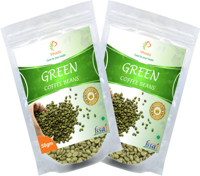 

vihado 100% Organic Green Coffee Beans Pure & Natural / 2 Packet of 50g (Total 100g) Instant Coffee 100 g(Pack of 2, Green Coffee Flavoured)