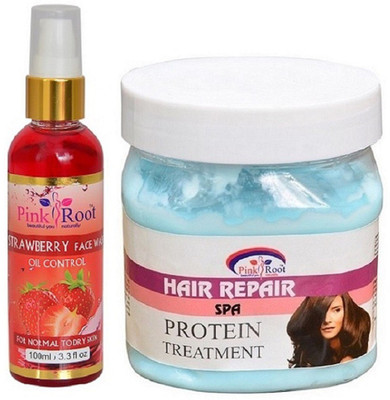 

Pink Root Strawberry Face Wash 100ml WITH Hair Spa Cream 500ml(Set of 2)