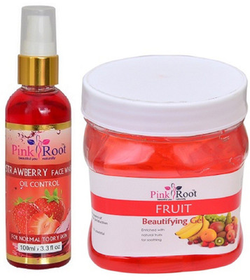 

Pink Root Strawberry Face Wash 100ml WITH Fruit Gel 500ml(Set of 2)