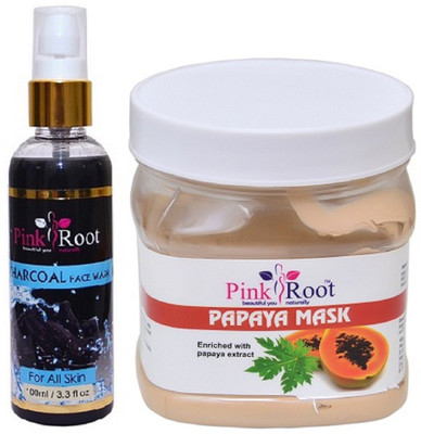 

Pink Root Charcoal Face Wash 100ml WITH Papaya Mask 500ml(Set of 2)