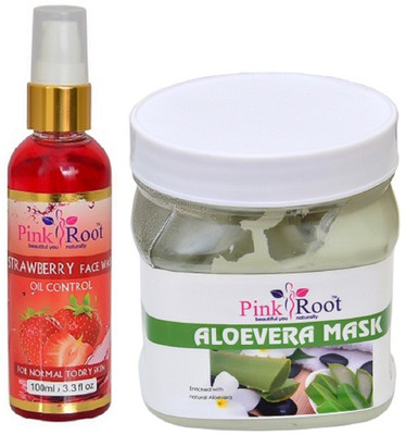 

Pink Root Strawberry Face Wash 100ml WITH Aloevera Mask 500ml(Set of 2)
