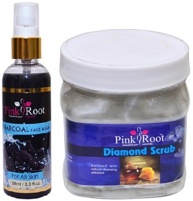 

Pink Root Charcoal Face Wash 100ml WITH Diamond Scrub 500ml(Set of 2)