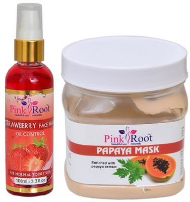 

Pink Root Strawberry Face Wash 100ml WITH Papaya Mask 500ml(Set of 2)