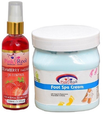 

Pink Root Strawberry Face Wash 100ml WITH Foot Spa Cream 500ml(Set of 2)