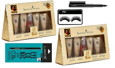 

Ellie Eyelashes With Shahnaz Husain Facial kit Pack Of 2 With Eyeconic Kajal And Pen Eyeliner(Set of 5)