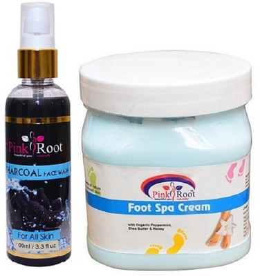 

Pink Root Charcoal Face Wash 100ml WITH Foot Spa Cream 500ml(Set of 2)