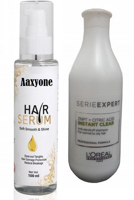 

Aaxyone Hair Serum (100ml) & L'Oreal Paris Professional Series Expert Instant Clear Anti-Dandruff Shampoo, 300 ml(Set of 2)