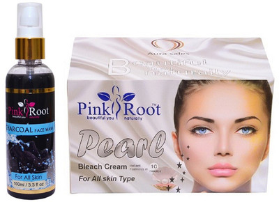

Pink Root Charcoal Face Wash 100ml WITH Pearl Bleach 250gm(Set of 2)