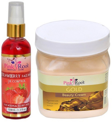 

Pink Root Strawberry Face Wash 100ml WITH Gold Cream 500ml(Set of 2)