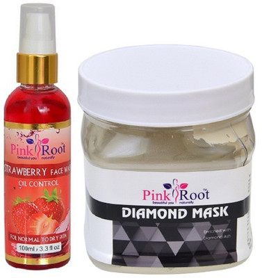 

Pink Root Strawberry Face Wash 100ml WITH Diamond Mask 500ml(Set of 2)