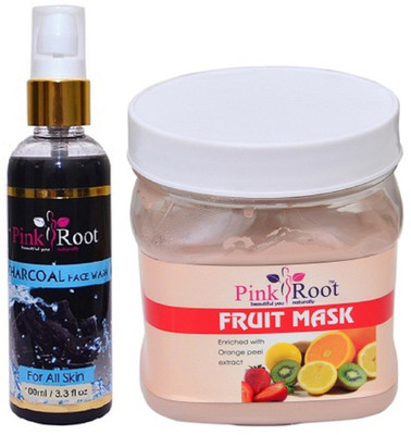 

Pink Root Charcoal Face Wash 100ml WITH Fruit Mask 500ml(Set of 2)
