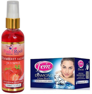 

Pink Root Strawberry Face Wash 100ml WITH Fem Diamond Bleach 30gm(Set of 2)