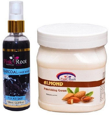 

Pink Root Charcoal Face Wash 100ml WITH Almond Cream 500ml(Set of 2)