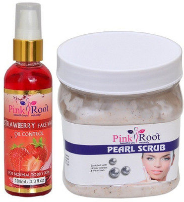 

Pink Root Strawberry Face Wash 100ml WITH Peral Scrub 500ml(Set of 2)