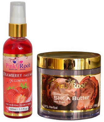 

Pink Root Strawberry Face Wash 100ml WITH Shea Butter Cream 100gm(Set of 2)