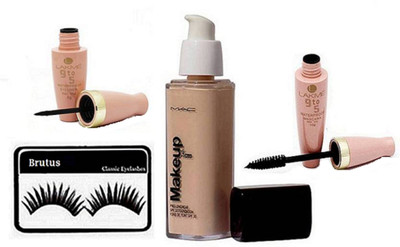 

BRUTUS Eyelashes, Mac Makeup Pro Long Wear Foundation, 9 to 5 Liquid Eyeliner& Mascara(Set of 4)