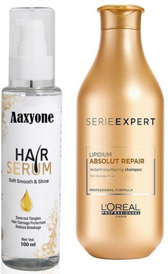 

Aaxyone Hair Serum (100ml) & L'Oreal Serie Expert Lipidum Absolut Repair Shampoo (300 ml)(Set of 2)