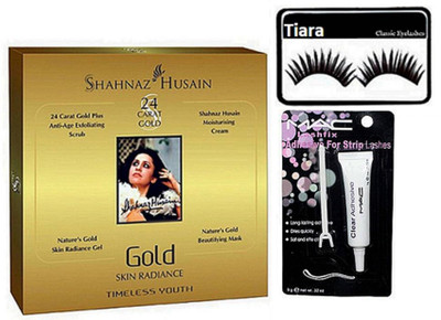 

tiara Eyelashes & Shahnaz Husain Gold Faical Kit , Eyelashes Glue(Set of 3)