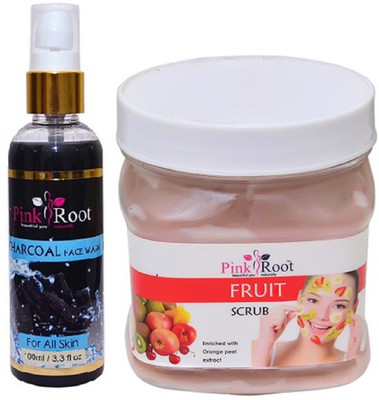 

Pink Root Charcoal Face Wash 100ml WITH Fruit Scrub 500ml(Set of 2)
