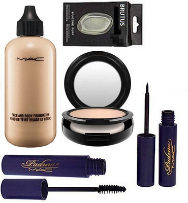 

brutus Silicon Puff,Mac Face & Body Foundation,Padma Eyeliner, Mascara With Studio Fix Compact(Set of 5)