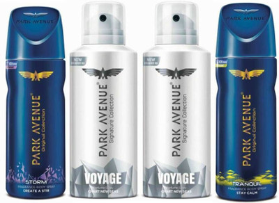 

Park Avenue 2 Voyage , Storm & Tranquil Deodorant Spray - For Men(400 g, Pack of 4)