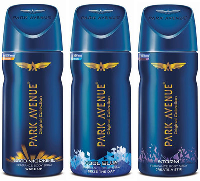 Park Avenue Good Morning , Cool Blue & Storm Deodorant Spray - For Men(300 ml, Pack of 2)