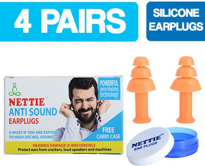 

NETTIE Anti Sound Earplugs 4 Pairs Silicone Earplug - VALUE PACK Ear Plug(Orange)