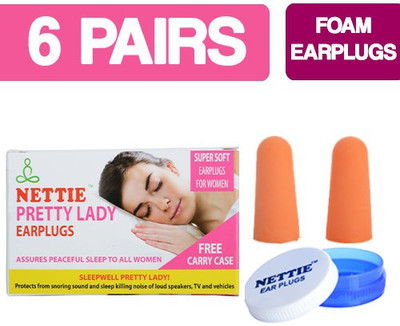 

NETTIE Pretty Lady Earplugs 6 Pairs SUPER SOFT Foam Earplug - JUMBO PACK Ear Plug(Orange)