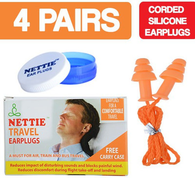 

NETTIE Travel Earplugs 4 Pairs Corded Silicone Earplug Ear Plug(Orange)