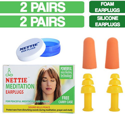 

NETTIE Meditation Earplugs 2 Pairs Foam & 2 Pairs silicone Earplug - DUO PACK Ear Plug(Yellow)
