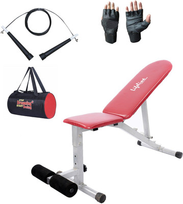 

Lifeline Adjustable Bench 311 Bonus With Gym Bag , Gym Gloves and Skipping Rope 102 Home Gym Combo(100 - 120 kg)