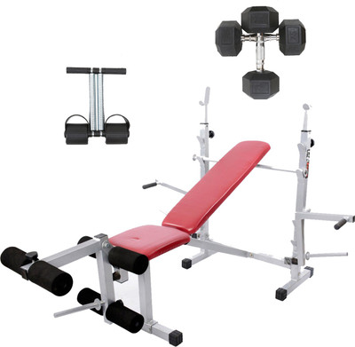 

Lifeline Multi Gym Bench 308 | Bundles With Hexa Dumbbell 7.5kg Set and Tummy Trimmer Home Gym Combo(100 - 120 kg)