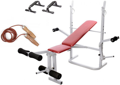 

Lifeline Multi Gym Bench 308 | Bundles With Skipping Rope 952 and Push up Bar Home Gym Combo(100 - 120 kg)
