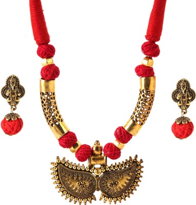 Tandra's Fashion Jewellery Oxidised Silver Red, Gold Jewellery Set(Pack of 1)